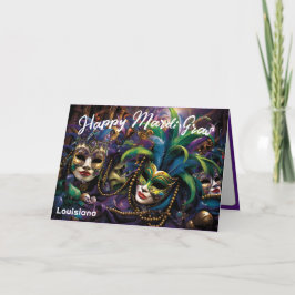 💚 💜 💛 Mardi Gras med vackra masker Kort