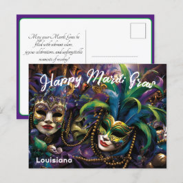 💚 💜 💛 Mardi Gras med vackra masker Vykort