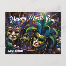 💚 💜 💛 Mardi Gras med vackra masker Vykort