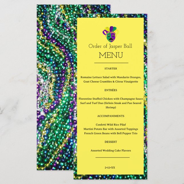 Mardi Gras Menu Meny (Fram/baksida)