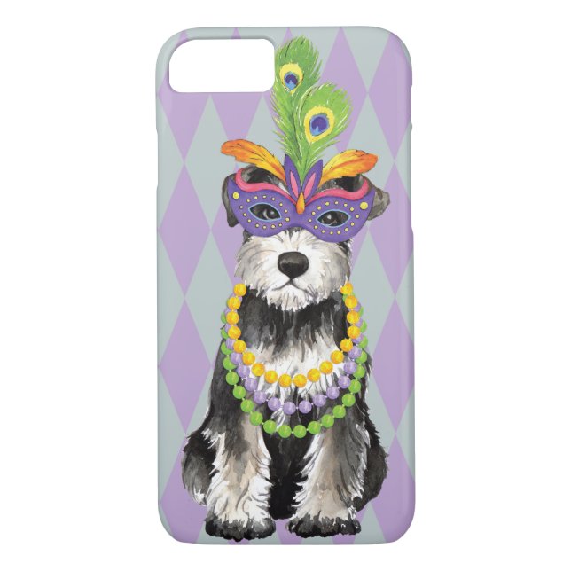 Mardi Gras Mini Schnauzer Case-Mate iPhone Skal (Baksida)