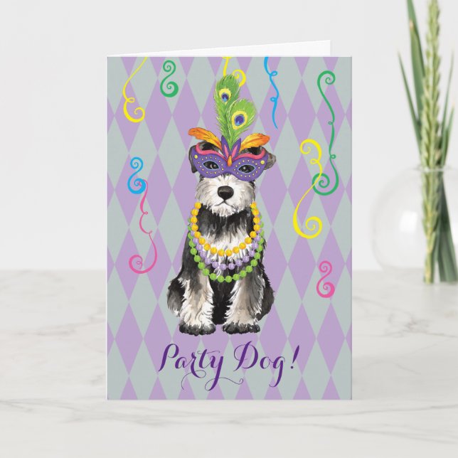Mardi Gras Mini Schnauzer Kort (Framsida)