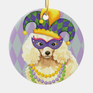 Mardi Gras miniatyrpudel Julgransprydnad Keramik