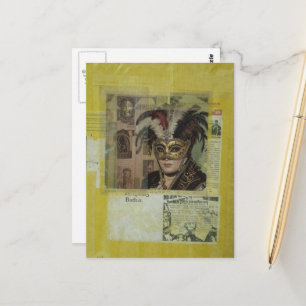 Mardi Gras Mixed Media Collage Vykort