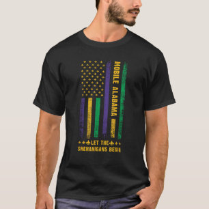 Mardi Gras Mobile Alabama Fleur De Lis American Fl T Shirt