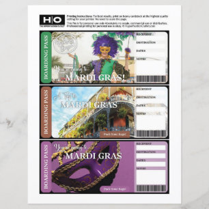 Mardi Gras Mock Biljett för resor och evenemang