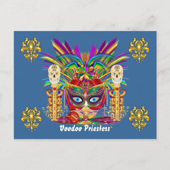 Mardi Gras Mojo Priestess View Notes Inbjudan Vykort (Framsida)
