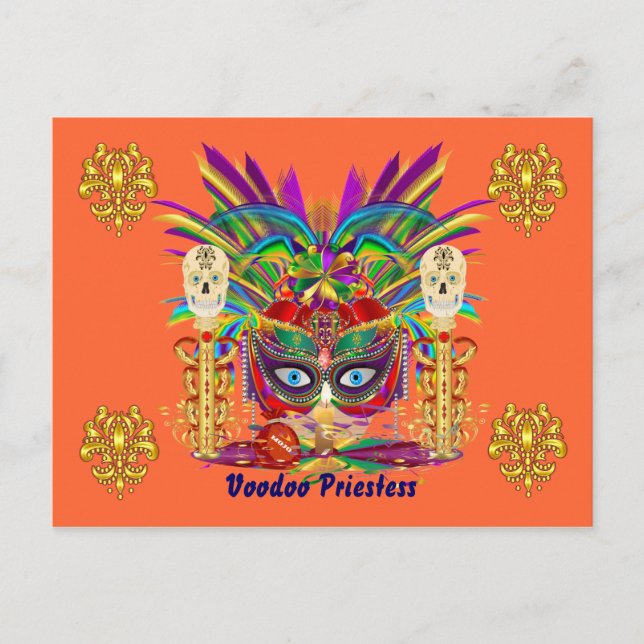 Mardi Gras Mojo Priestess View Notes Inbjudan Vykort (Framsida)