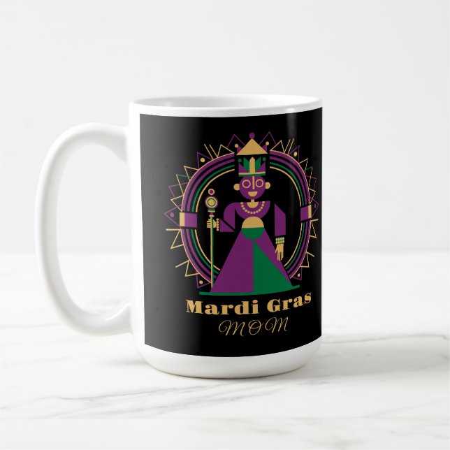 Mardi Gras Mom 2026 Queen Kaffemugg (Vänster)