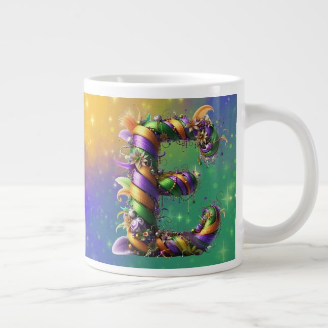 Mardi Gras Monogram Initial E Jumbo Mugg (Höger)