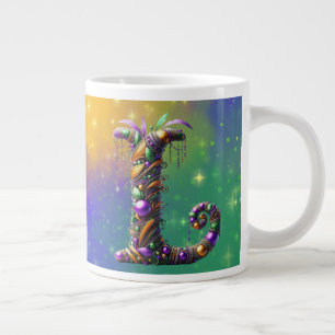 Mardi Gras Monogram Initial L Jumbo Mugg