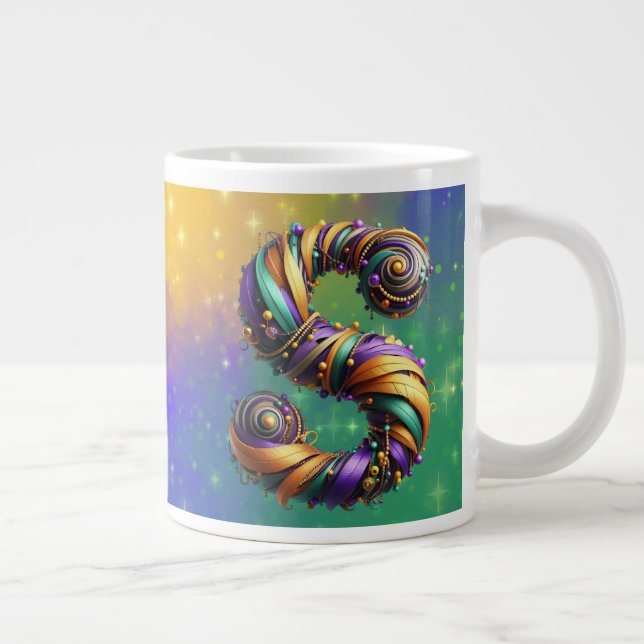 Mardi Gras Monogram Initial S Jumbo Mugg (Höger)
