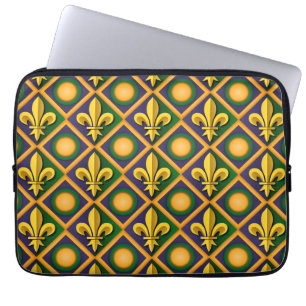Mardi-gräs mönster med gyllene loppur-de-lis laptop fodral