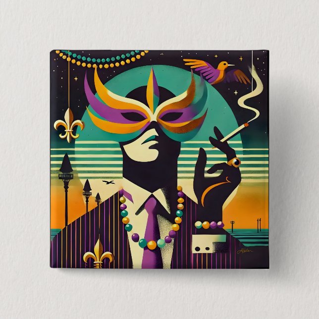 Mardi Gras Mr Döder rökmannen Knapp (Framsida)