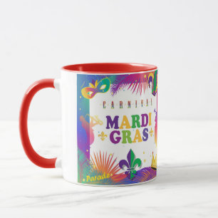 Mardi Gras Music Carnival Tropical Fleur de Lis Mugg
