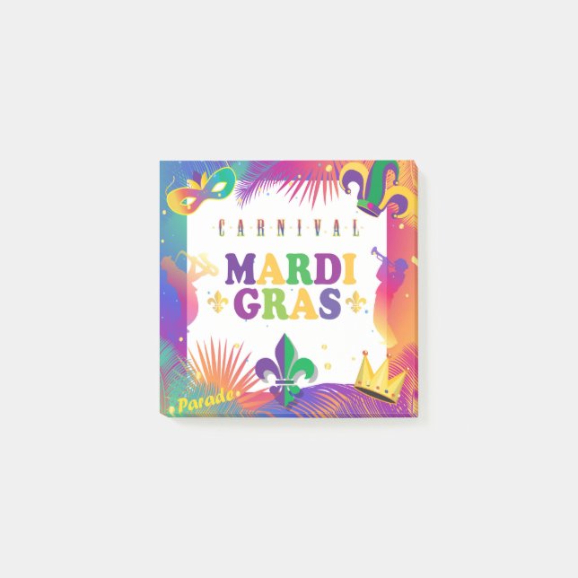 Mardi Gras Music Carnival Tropical Fleur de Lis Post-it Block (Framsida)