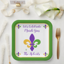 Mardi Gras NAMN Grön Guld Lila Fleur de Lis