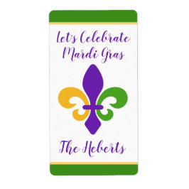 Mardi Gras NAMN Grön Guld Lila Fleur de Lis Fraktsedel
