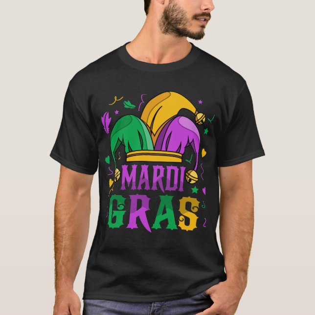 Mardi Gras-narrhatt Karnevalsfirande T Shirt (Framsida)
