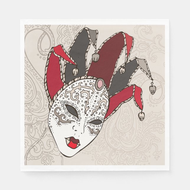 Mardi Gras-narrmaskerad venetiansk karneval Pappersservett (Framsidan)