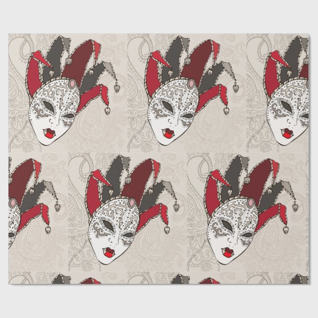 Mardi Gras-narrmaskerad venetiansk karneval Presentpapper (Platt)
