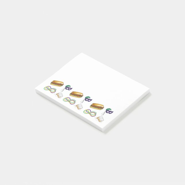 Mardi Gras Necklace Pärlor Bourbon Street NOLA Post-it Block (Vinklad)