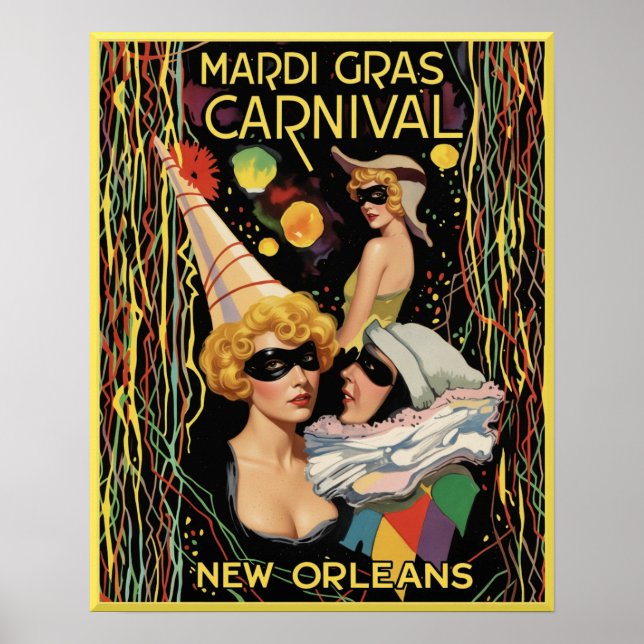 Mardi Gras New Orleans-affisch.   Poster (Framsidan)