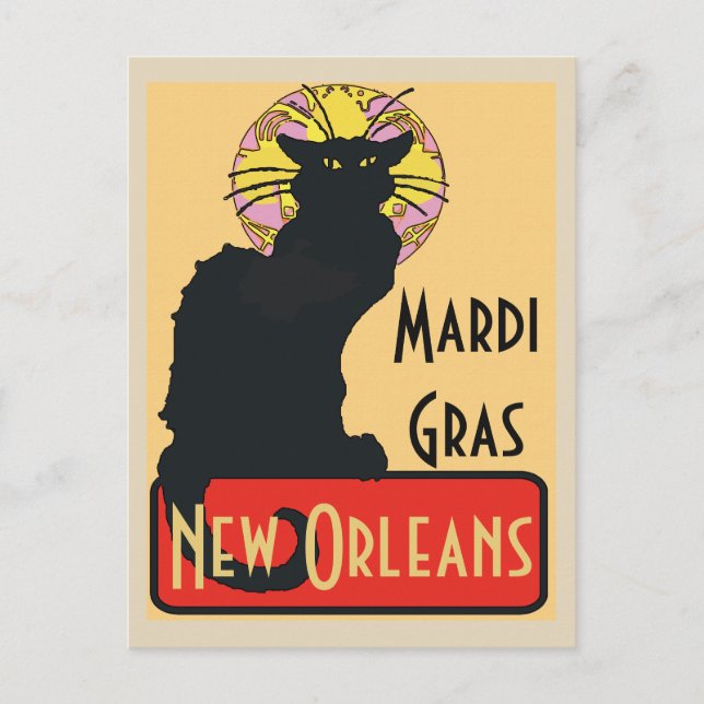 Mardi Gras New Orleans Chatta Noir Edit Text Poste Vykort (Framsida)
