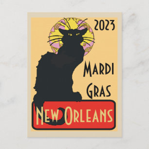Mardi Gras New Orleans Chatta Noir Edit Text Poste Vykort