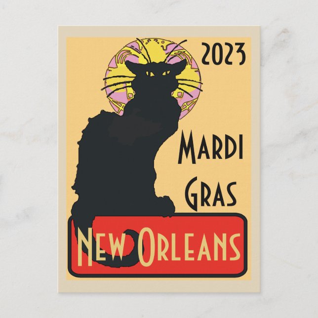 Mardi Gras New Orleans Chatta Noir Edit Text Poste Vykort (Framsida)