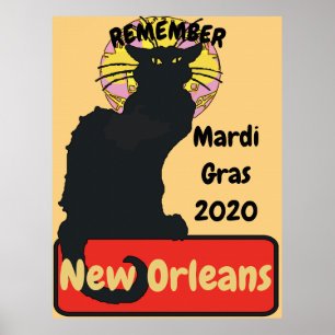 Mardi Gras, New Orleans, Chatta Noir Poster