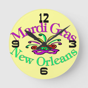 Mardi Gras New Orleans Clock Ansikte Rund Klocka
