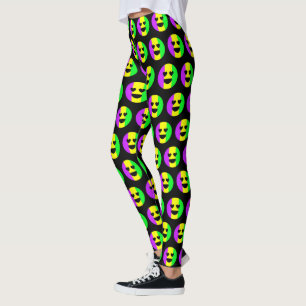Mardi Gras New Orleans Cute Funny Smildra Emoji Leggings
