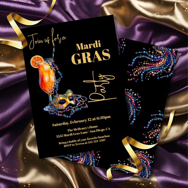 Mardi Gras New Orleans Evening Party Inbjudningar (Skapare uppladdad)