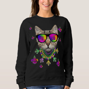 Mardi Gras New Orleans Funny Cat Mask Sunglasses T Shirt