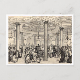 Mardi Gras New Orleans historisk 1878 teckning Vykort