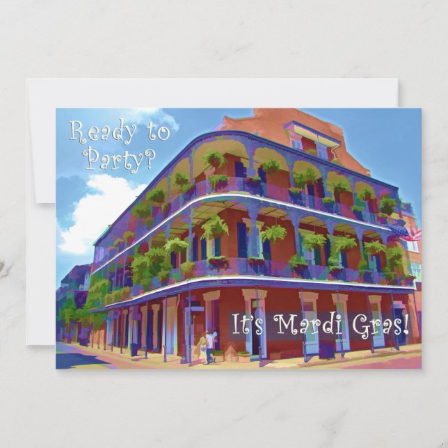 Mardi Gras New Orleans historisk gata Inbjudningar (Framsida)