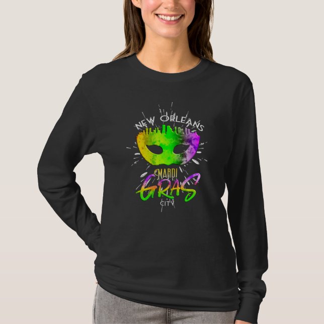 Mardi Gras New Orleans karneval Fettisdagen Masque T Shirt (Framsida)