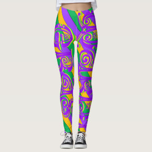 Mardi Gras New Orleans Lila Grönt Gult Text Leggings
