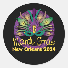 Mardi Gras New Orleans Mask Sticker - 2024 Runt Klistermärke