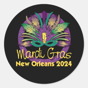 Mardi Gras New Orleans Mask Sticker - 2024 Runt Klistermärke
