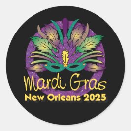 Mardi Gras New Orleans Mask Sticker - 2025 Runt Klistermärke