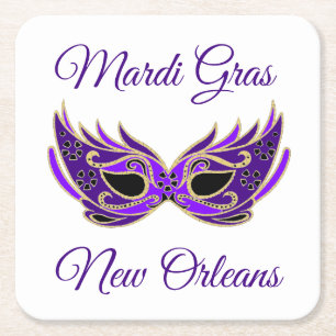 Mardi Gras New Orleans Mask Underlägg Papper Kvadrat