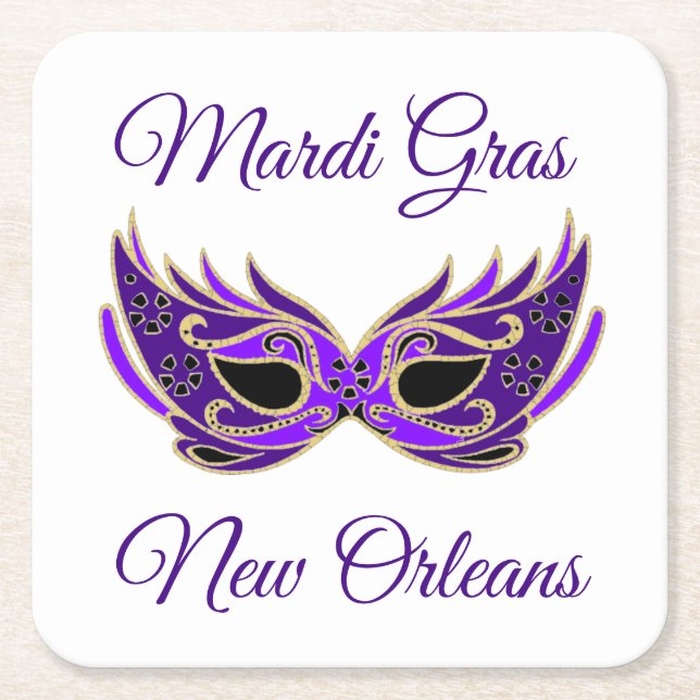 Mardi Gras New Orleans Mask Underlägg Papper Kvadrat (Framsidan)
