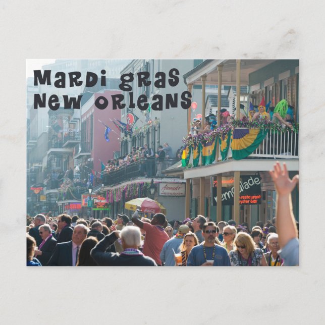 Mardi Gras New Orleans Postcard Vykort (Framsida)