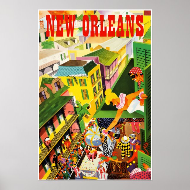 Mardi Gras New Orleans reseskylt.   Poster (Framsidan)