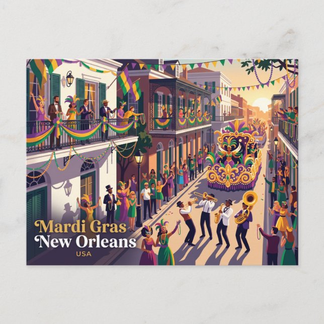 Mardi Gras New Orleans, USA Vykort (Framsida)
