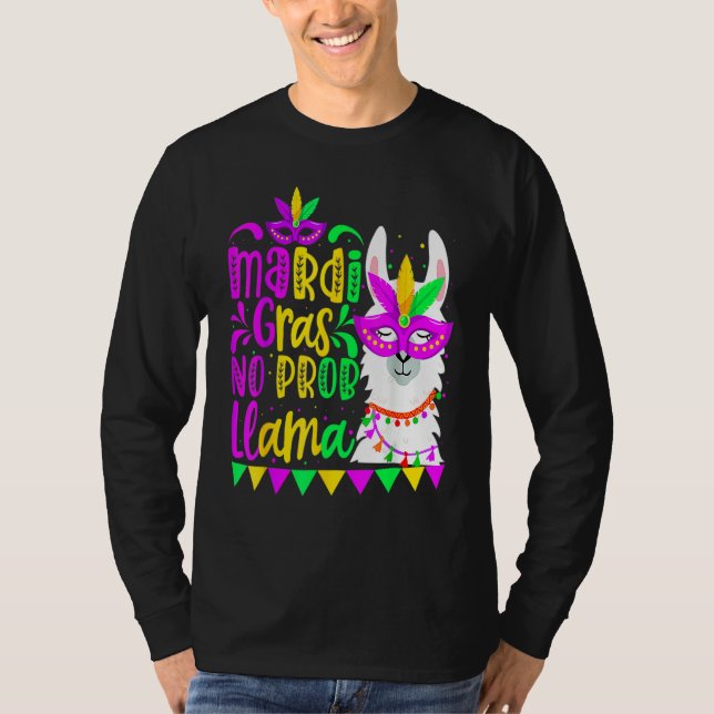 Mardi Gras No Prob Llama Alpaca Funny Carnival Cos T Shirt (Framsida)