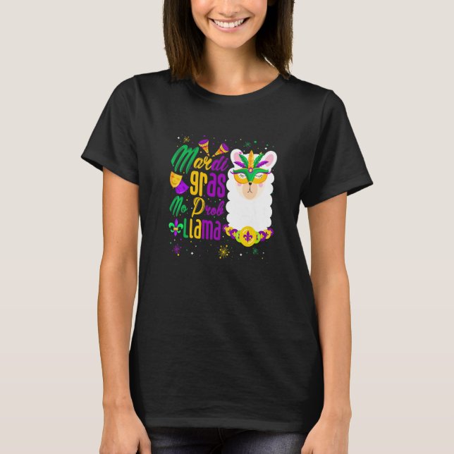 Mardi Gras No Prob Llama Funny Mardi Gras Carnival T Shirt (Framsida)
