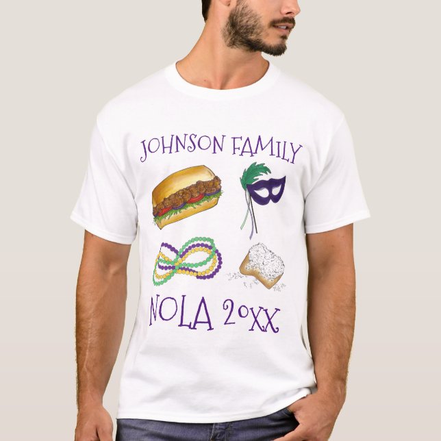 Mardi Gras NOLA New Orleans Family Vacation Resa T-shirt (Framsida)